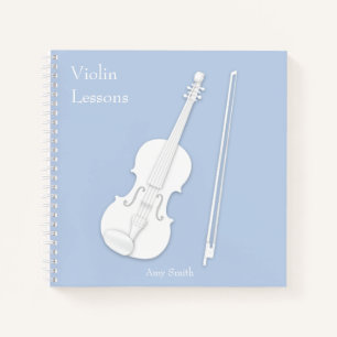 Cuaderno Plaza Personalizado azul de luz azul en violín bla