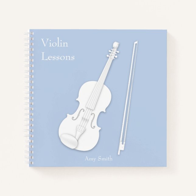 Cuaderno Plaza Personalizado azul de luz azul en violín bla (Anverso)