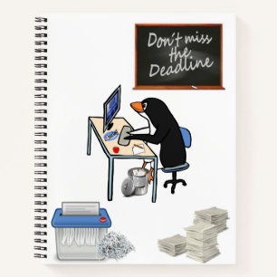 Cuaderno Plazo de vencimiento del pingüino de bloc de notas