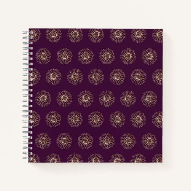 Cuaderno Plum | Golden Zinnia Flower Medallions (Anverso)