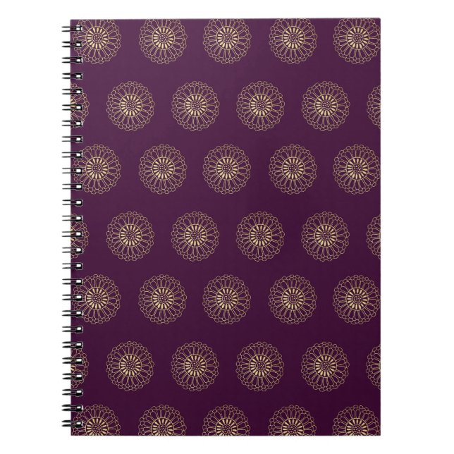 Cuaderno Plum | Golden Zinnia Flower Medallions (Frente)