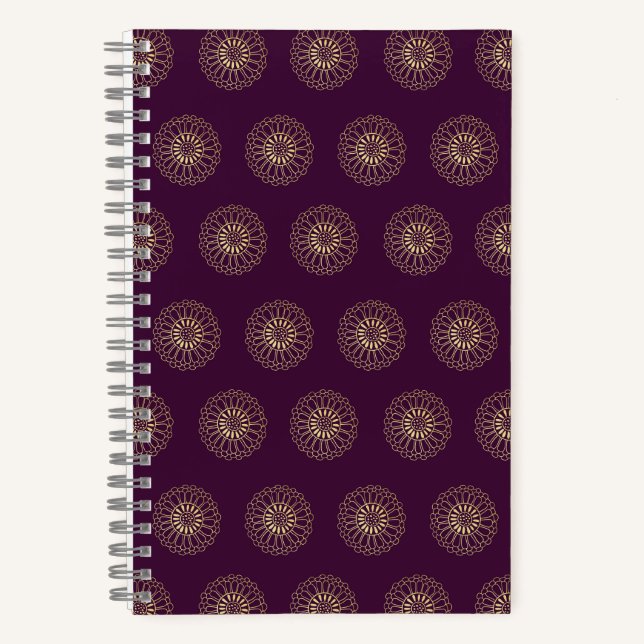 Cuaderno Plum | Golden Zinnia Flower Medallions (Anverso)