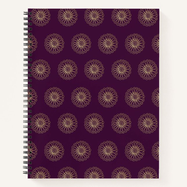 Cuaderno Plum | Golden Zinnia Flower Medallions (Anverso)