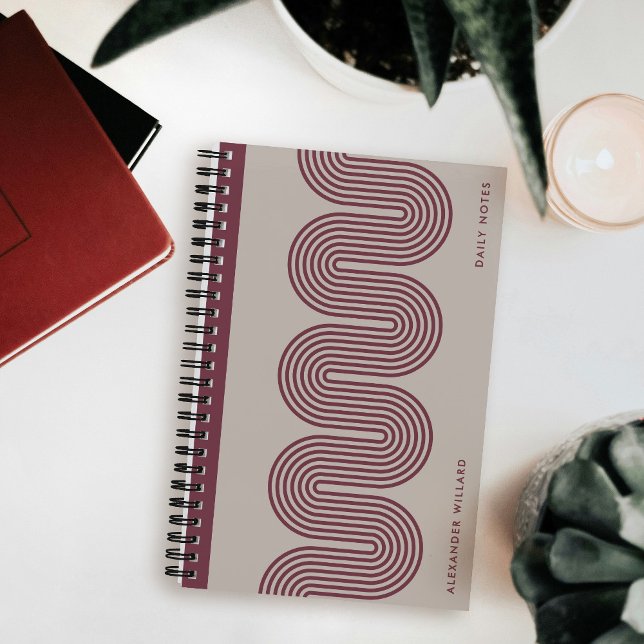Cuaderno Plum Lombard Wavy Lines Modern Custom Notebook (Subido por el creador)