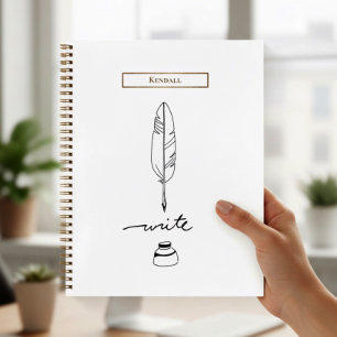 Cuaderno Pluma de Ave Escritura Personalizada Oro Customiza
