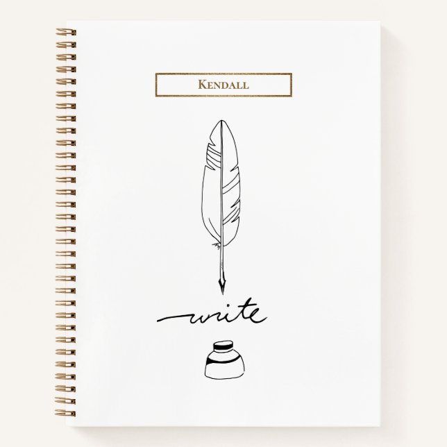 Cuaderno Pluma de Ave Personalizada Escritura Personalizada (Anverso)