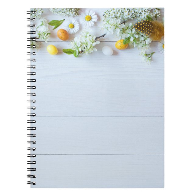 Cuaderno Pluma de cerezo de Pascua: Huevos Amarillos. (Frente)