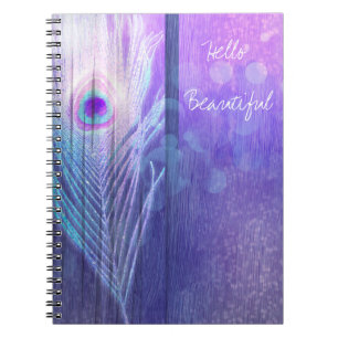 Cuaderno Pluma de pavo real púrpura glam boho chic glam per