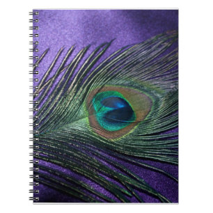 Cuaderno Pluma de pavo real púrpura seda