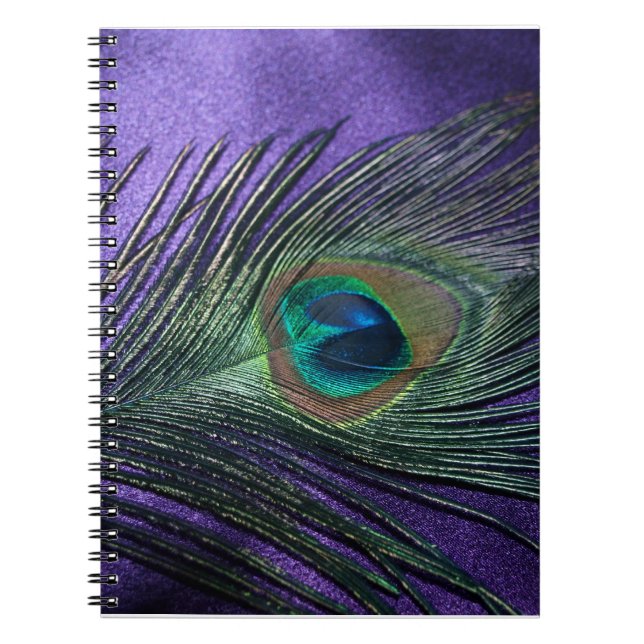 Cuaderno Pluma de pavo real púrpura seda (Frente)
