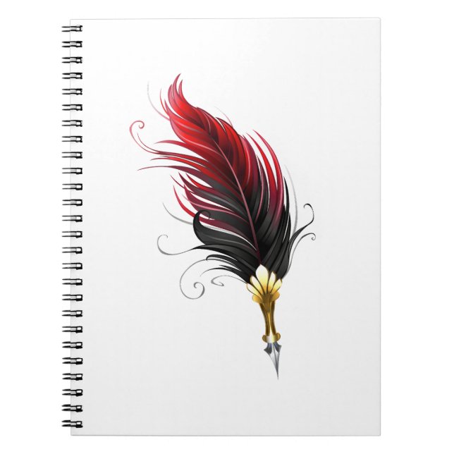 Cuaderno Pluma de plumas rojas con nido de oro (Frente)