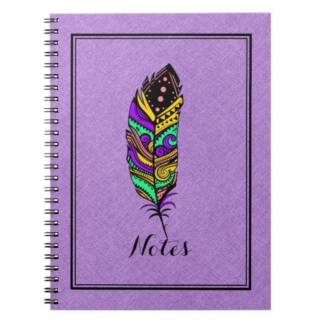 Cuaderno Pluma nativa nativa no 2 colorida abstracta (Frente)