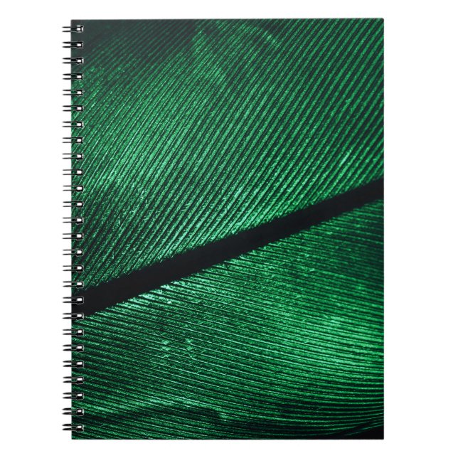 Cuaderno Pluma Verde, Hermosa Textura De Patrón. (Frente)