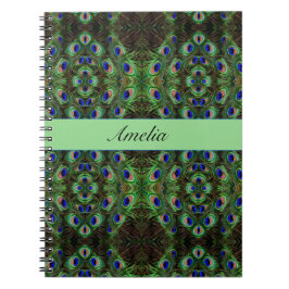 Cuaderno Plumage real - Patrón de plumas de pavo real de lu