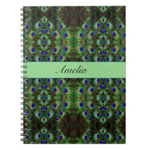 Cuaderno Plumage real - Patrón de plumas de pavo real de lu