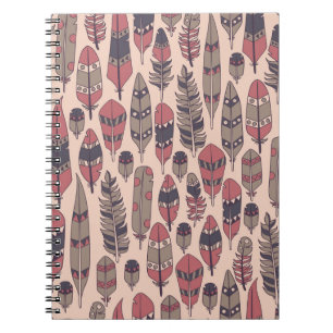 Cuaderno Plumas abstractas: colorido fondo vintage.