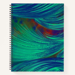 Cuaderno Plumas abstractas de color azul verde con estilo