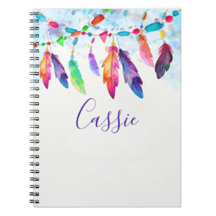 Cuaderno Plumas boho personalizadas