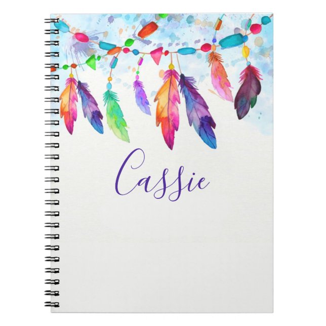 Cuaderno Plumas boho personalizadas (Frente)