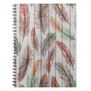 Cuaderno Plumas Coloridas, Diseño Seamless Acuarela.
