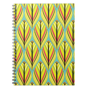 Cuaderno plumas de estilo indio sin fisuras en amarillo b