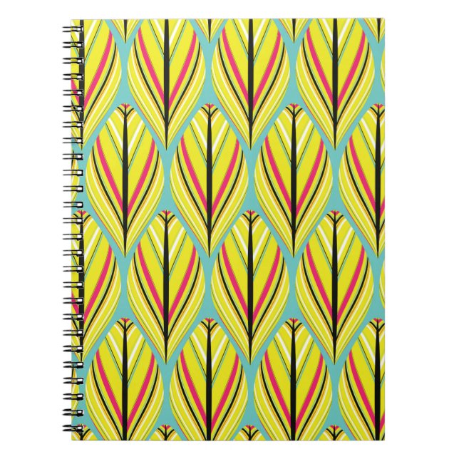 Cuaderno plumas de estilo indio sin fisuras en amarillo b (Frente)