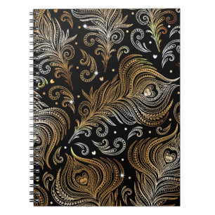Cuaderno Plumas de pavo real: Dibujo artístico a mano alzad