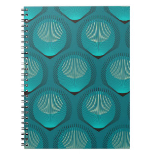 Cuaderno Plumas de Pavo Real Estilizadas Baldosa Azul