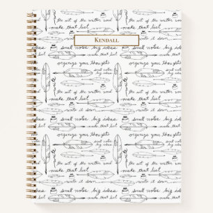Cuaderno Plumas personalizadas con nombre y tinta dorada bl