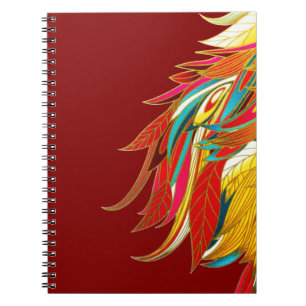 Cuaderno Plumas Tribales Exóticas Coloridas Rojas