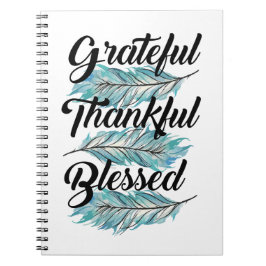 Cuaderno plumas verde azuladas agradecidas almohada bendeci