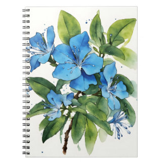 Cuaderno Plumbago Auriculata - Flores en acuarela