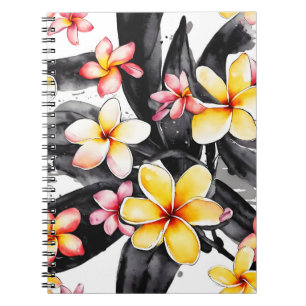 Cuaderno Plumeria - Flores de acuarela