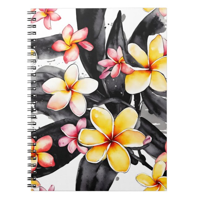 Cuaderno Plumeria - Flores de acuarela (Frente)