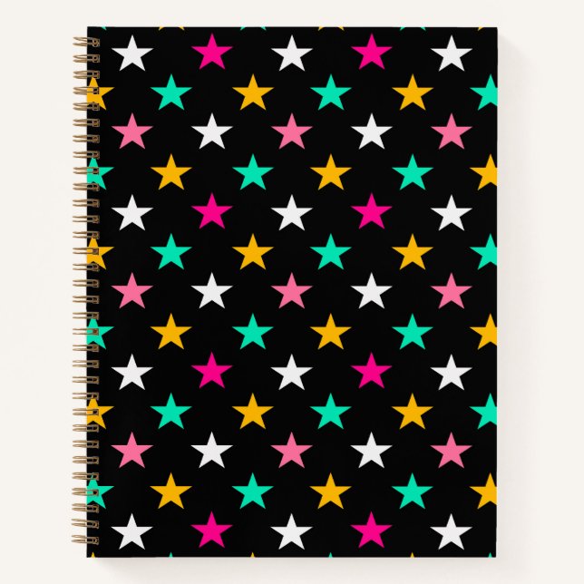 Cuaderno Población Estelar: Ritmo Radiante en Negro (Anverso)