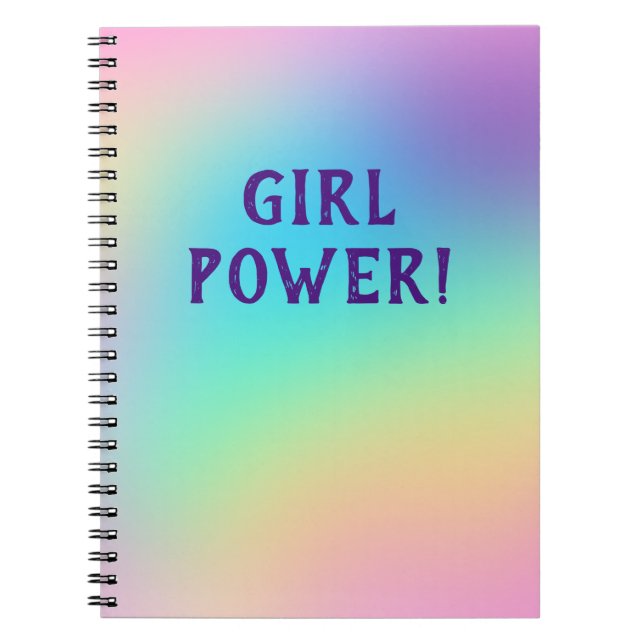 Cuaderno ¡Poder chica! Bloc de notas de arcoiris Pastel (Frente)