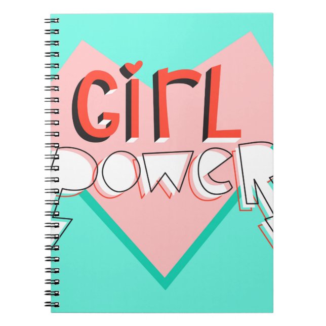 Cuaderno Poder chica. Diseño lindo con eslogan gráfico bril (Frente)