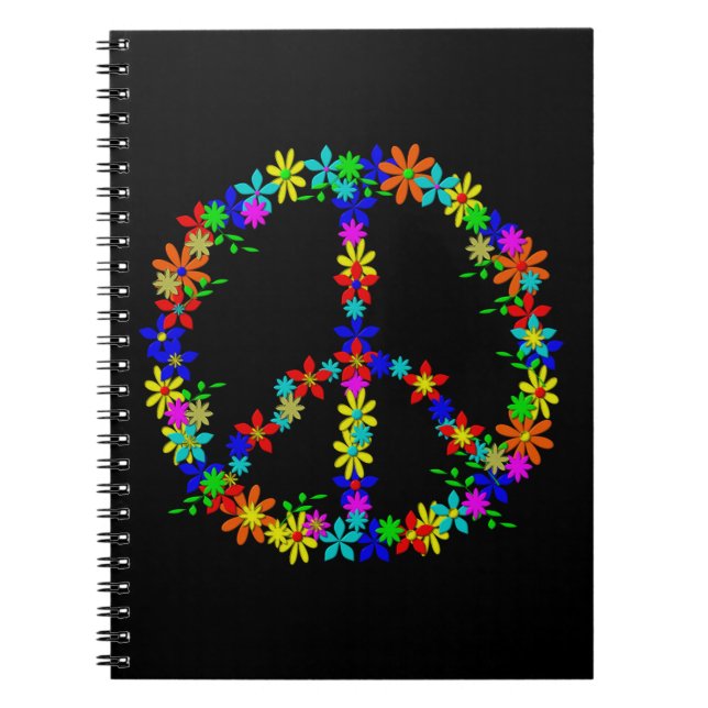 Cuaderno Poder de flor de símbolo de paz (Frente)