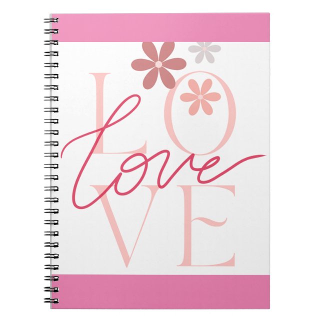 Cuaderno Poder de un bloc de notas en espiral rosa de amor (Frente)