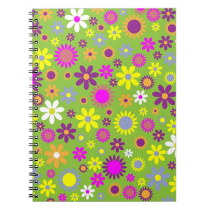 Cuaderno Poder Floral Patrón Verde Brillante