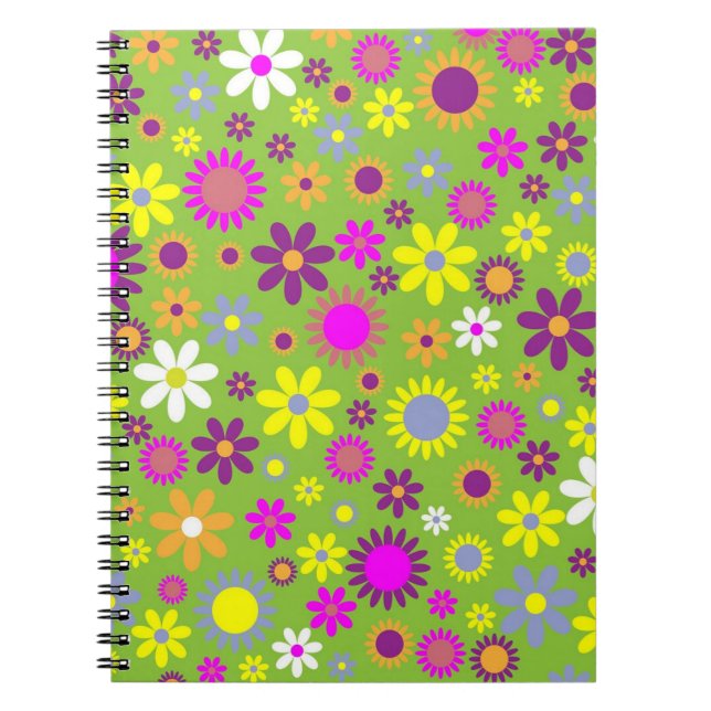 Cuaderno Poder Floral Patrón Verde Brillante (Frente)