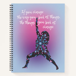 Cuaderno Poderosa cita Mandala Mujer Yoga Pose Azul