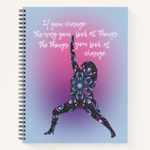 Cuaderno Poderosa cita Mandala Mujer Yoga Pose Azul