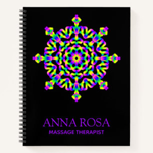 Cuaderno *~* Poderoso neón Mandala Neon Blue Yellow Magenta