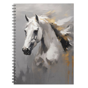 Cuaderno Poderoso retrato de caballo blanco con efecto óleo