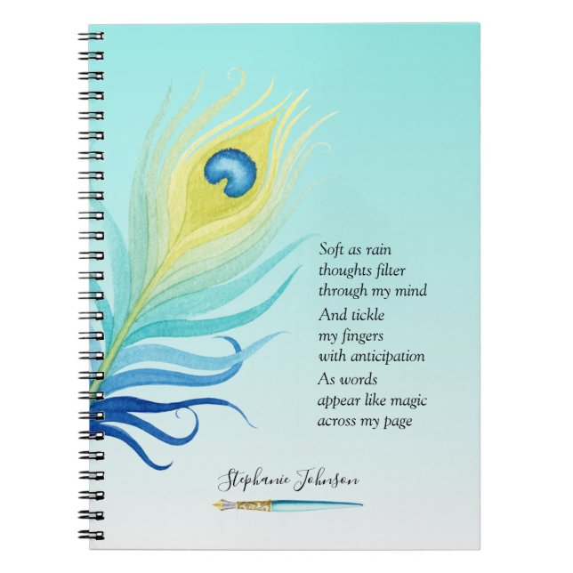 Cuaderno Poema motivacional para escritores Peacock Quill P (Frente)