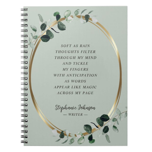Cuaderno Poema Motivativo del escritor Eucalyptus Gold Sage (Frente)