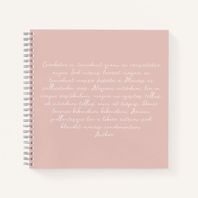 Cuaderno Poema personalizado, letra de canción, cita (Anverso)