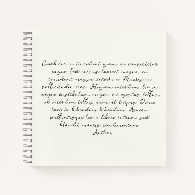 Cuaderno Poema personalizado, letra de canción, cita (Anverso)