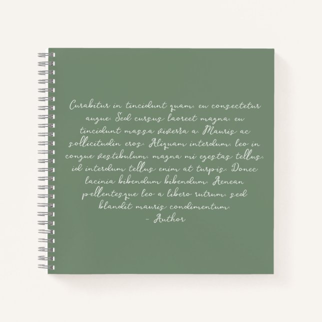 Cuaderno Poema personalizado, letra de canción, cita (Anverso)